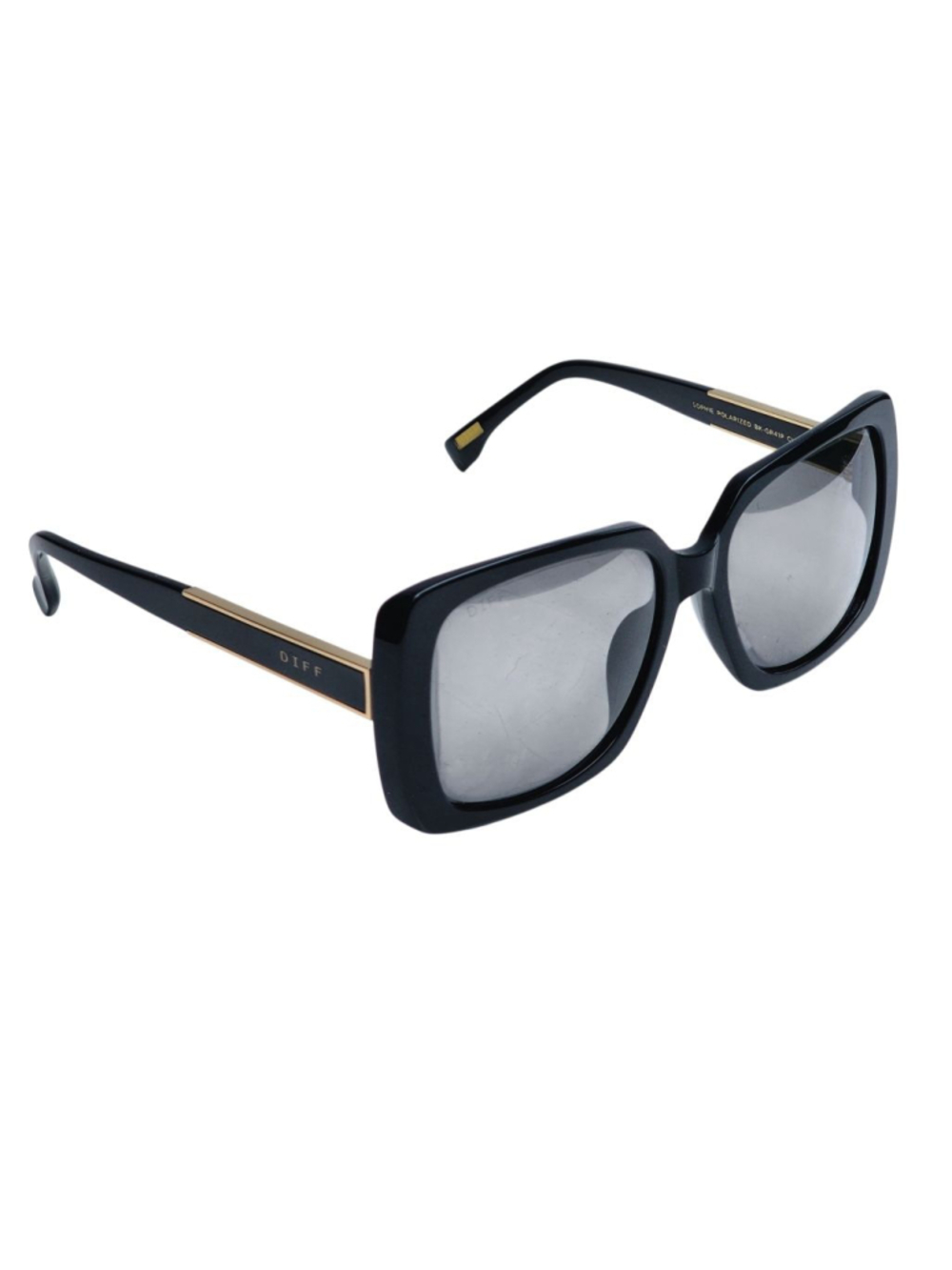 DIFF BK-GR41P Black & Gold Sophie Polarized Square‎ Oversized Sunglasses